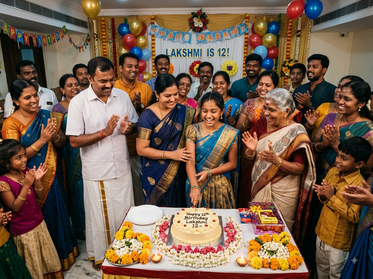 Main hall arranged with seating for family birthday celebrations